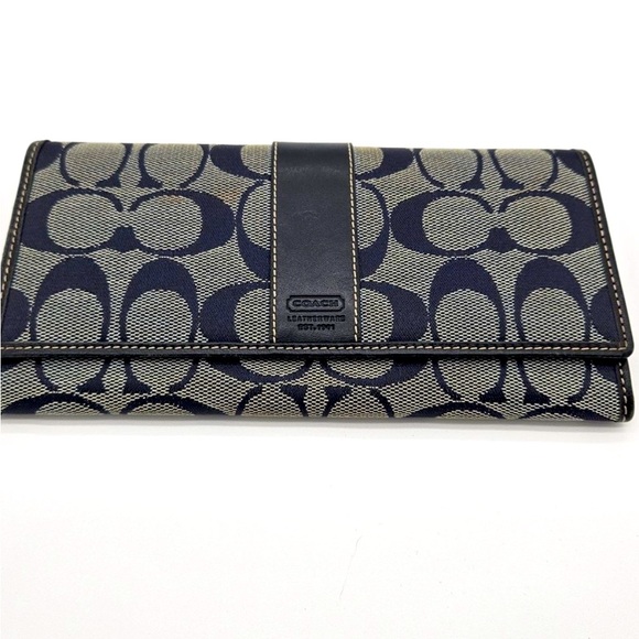Coach Handbags - COACH BLUE WALLET. Canvas leather trim . EXCELLENT CONDITION.